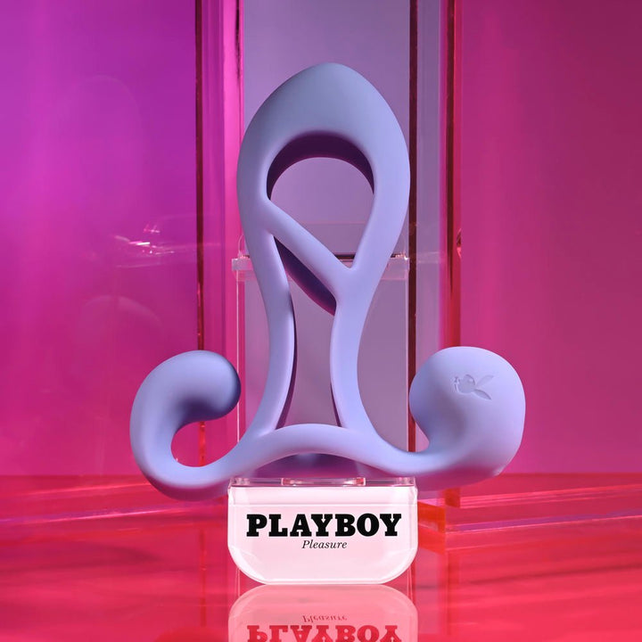 Playboy Pleasure FANTASY CAGE - Purple USB Rechargeable Vibrating Penis Sleeve – Sex toys NZ by Naughtyhut. Discreet delivery nationwide.