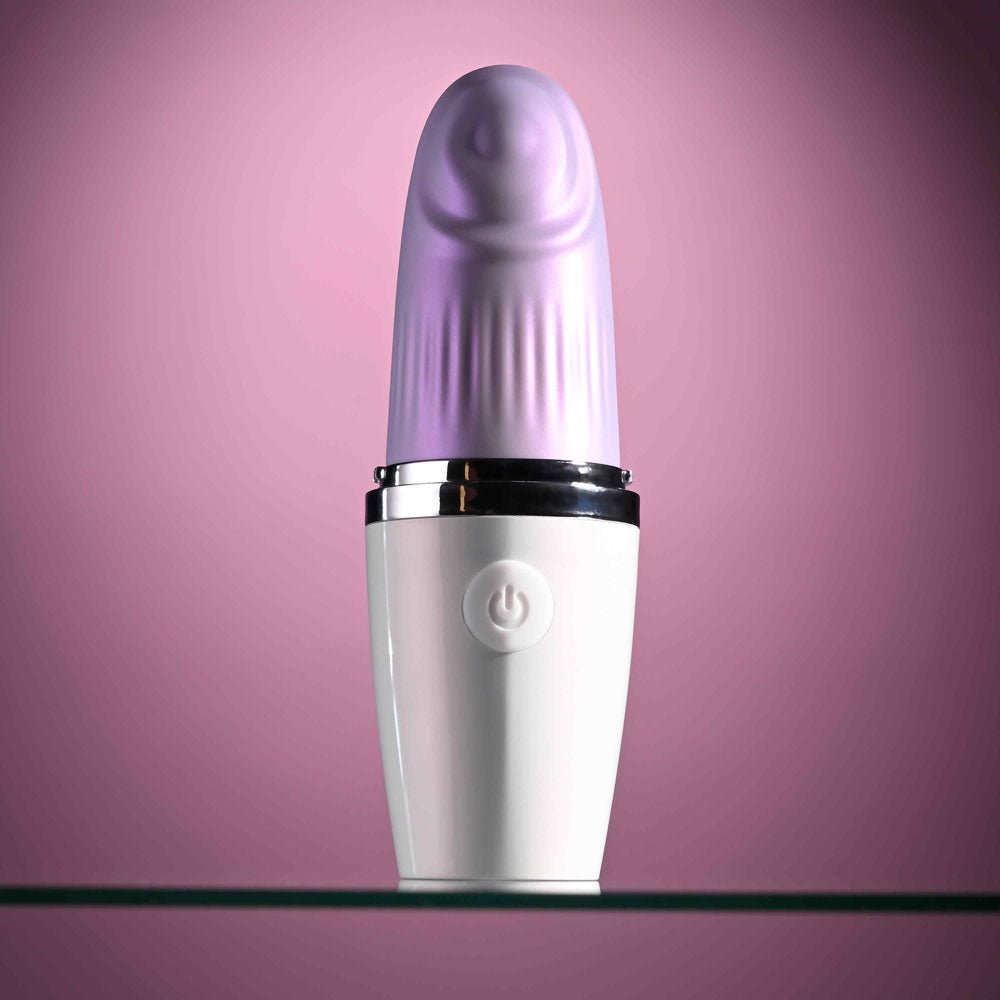 Playboy Pleasure GETAWAY - White/Purple 14.2 cm USB Rechargeable Tapping Stimulator – Sex toys NZ by Naughtyhut. Discreet delivery nationwide.