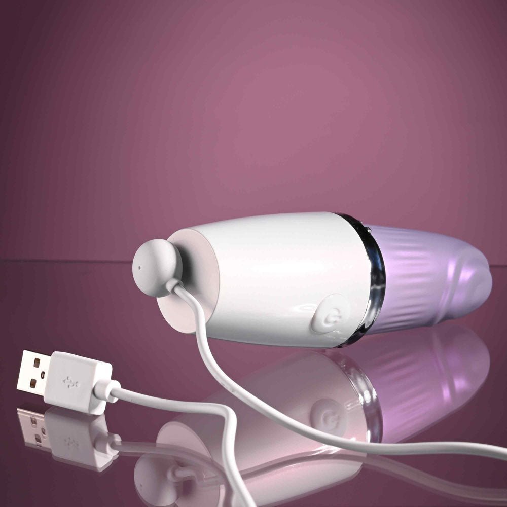 Playboy Pleasure GETAWAY - White/Purple 14.2 cm USB Rechargeable Tapping Stimulator – Sex toys NZ by Naughtyhut. Discreet delivery nationwide.