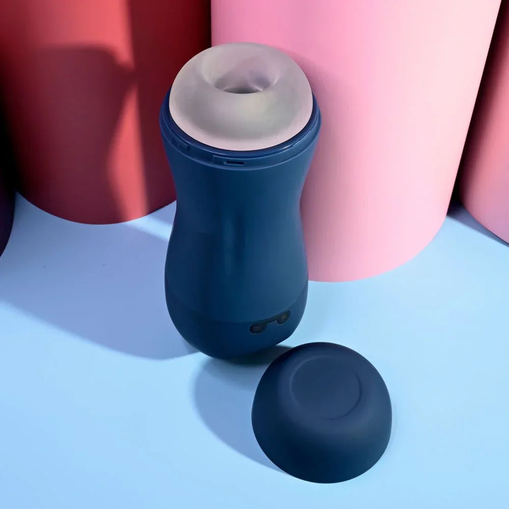 Navy Gusto masturbator standing upright with its rounded cap resting alongside
