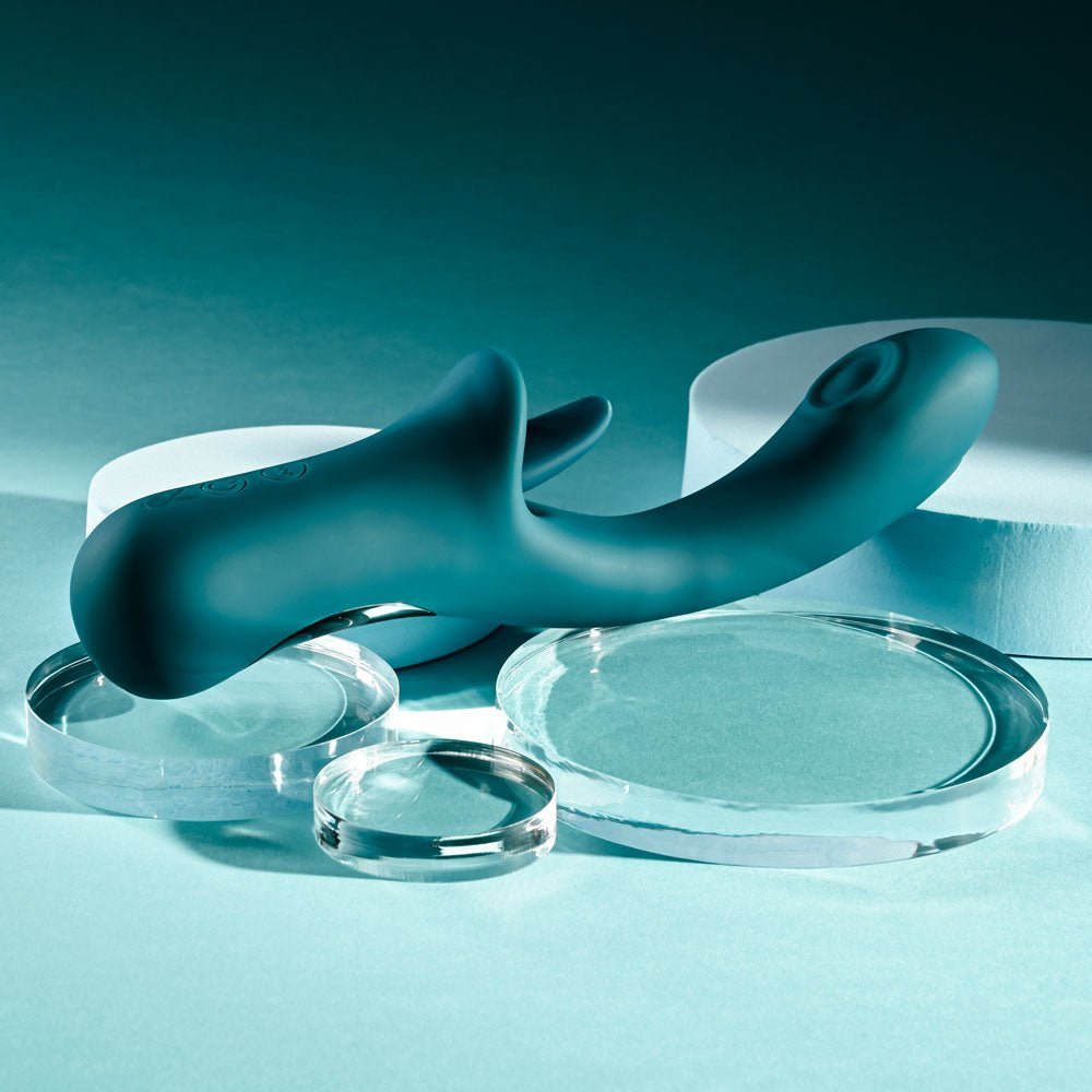 Playboy Pleasure HARMONY - Blue 22.9 cm USB Rechargeable Vibrator with Clitoral Flicker – Sex toys NZ by Naughtyhut. Discreet delivery nationwide.