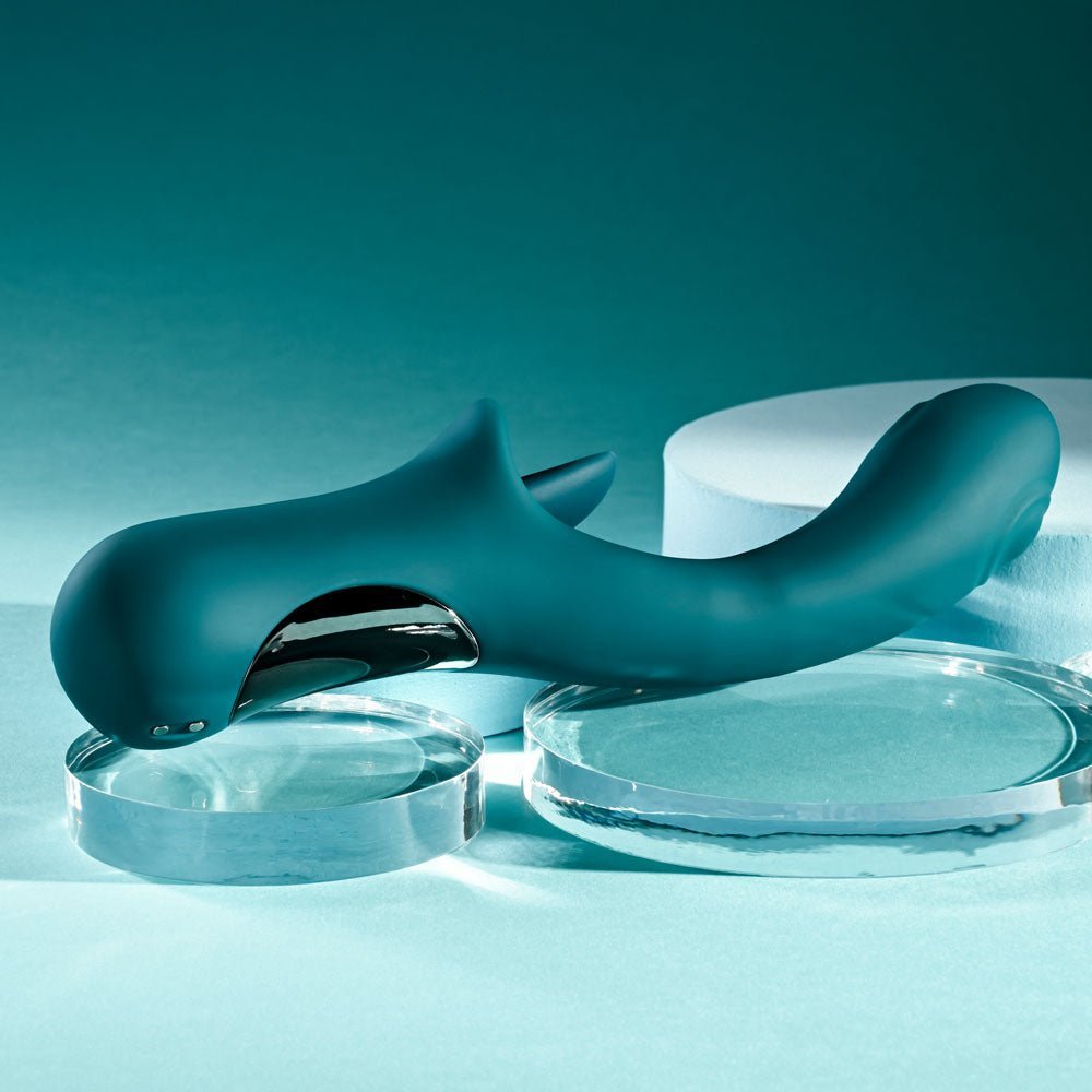 Playboy Pleasure HARMONY - Blue 22.9 cm USB Rechargeable Vibrator with Clitoral Flicker – Sex toys NZ by Naughtyhut. Discreet delivery nationwide.