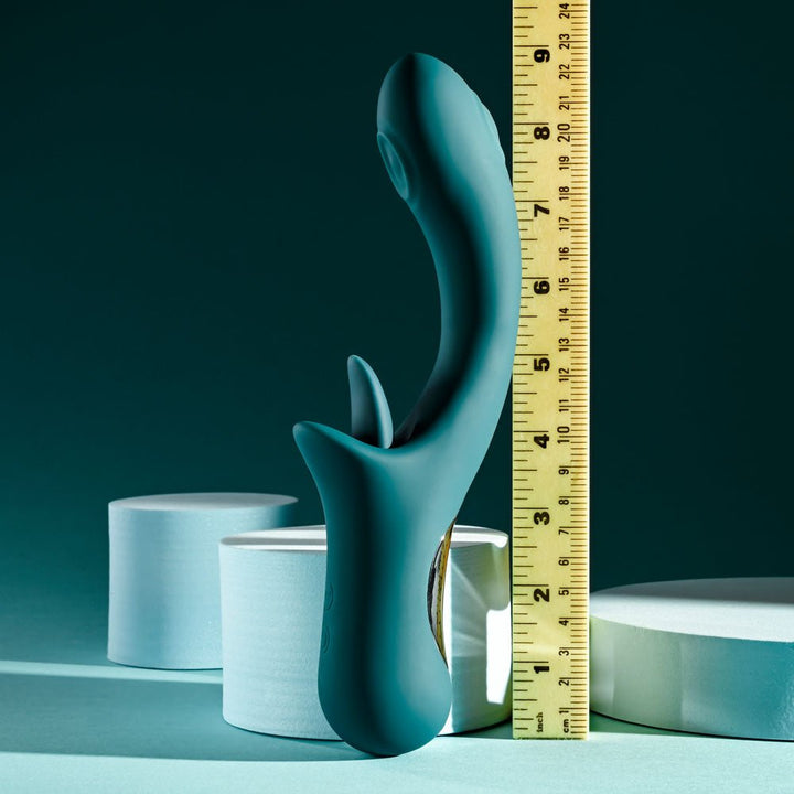 Playboy Pleasure HARMONY - Blue 22.9 cm USB Rechargeable Vibrator with Clitoral Flicker – Sex toys NZ by Naughtyhut. Discreet delivery nationwide.