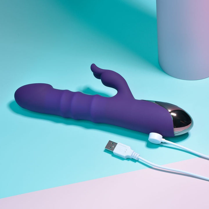Playboy Pleasure HOP TO IT - Purple 23.5 cm USB Rechargeable Rabbit Vibrator – Sex toys NZ by Naughtyhut. Discreet delivery nationwide.