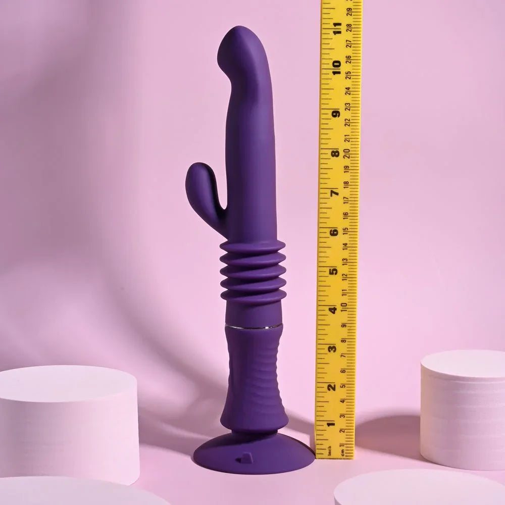 Purple Hoppy Ending standing beside a ruler, measuring around 11 inches