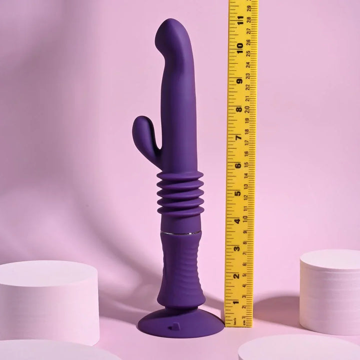Purple Hoppy Ending standing beside a ruler, measuring around 11 inches