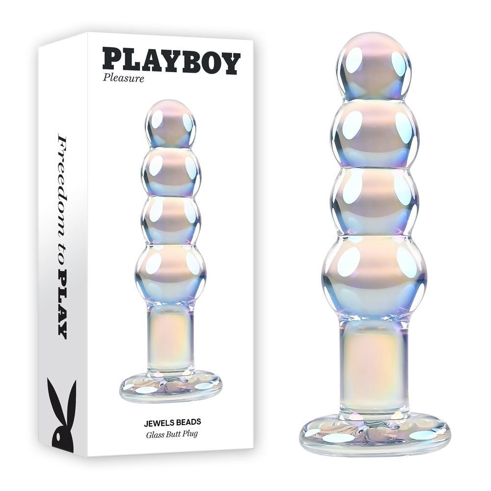 Playboy Pleasure JEWELS BEADS - Clear Glass 12 cm Anal Beads – Sex toys NZ by Naughtyhut. Discreet delivery nationwide.