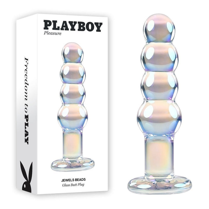 Playboy Pleasure JEWELS BEADS - Clear Glass 12 cm Anal Beads – Sex toys NZ by Naughtyhut. Discreet delivery nationwide.