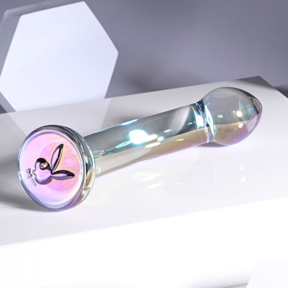 Playboy Pleasure JEWELS KING - Clear Glass 16.3 cm Dildo – Sex toys NZ by Naughtyhut. Discreet delivery nationwide.