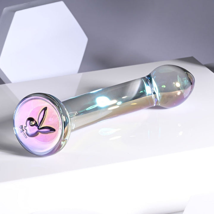 Playboy Pleasure JEWELS KING - Clear Glass 16.3 cm Dildo – Sex toys NZ by Naughtyhut. Discreet delivery nationwide.