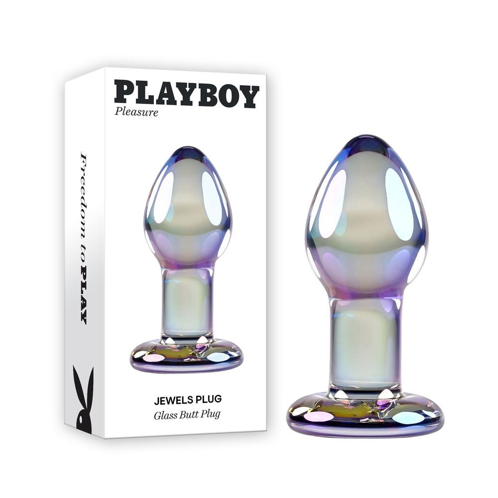 Playboy Pleasure JEWELS PLUG - Clear Glass 8.5 cm Butt Plug – Sex toys NZ by Naughtyhut. Discreet delivery nationwide.
