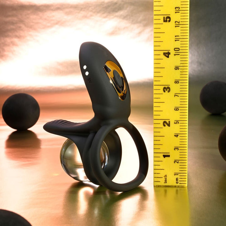 Playboy Pleasure JUST RIGHT - Black USB Rechargeable Vibrating Cock & Balls Rings – Sex toys NZ by Naughtyhut. Discreet delivery nationwide.