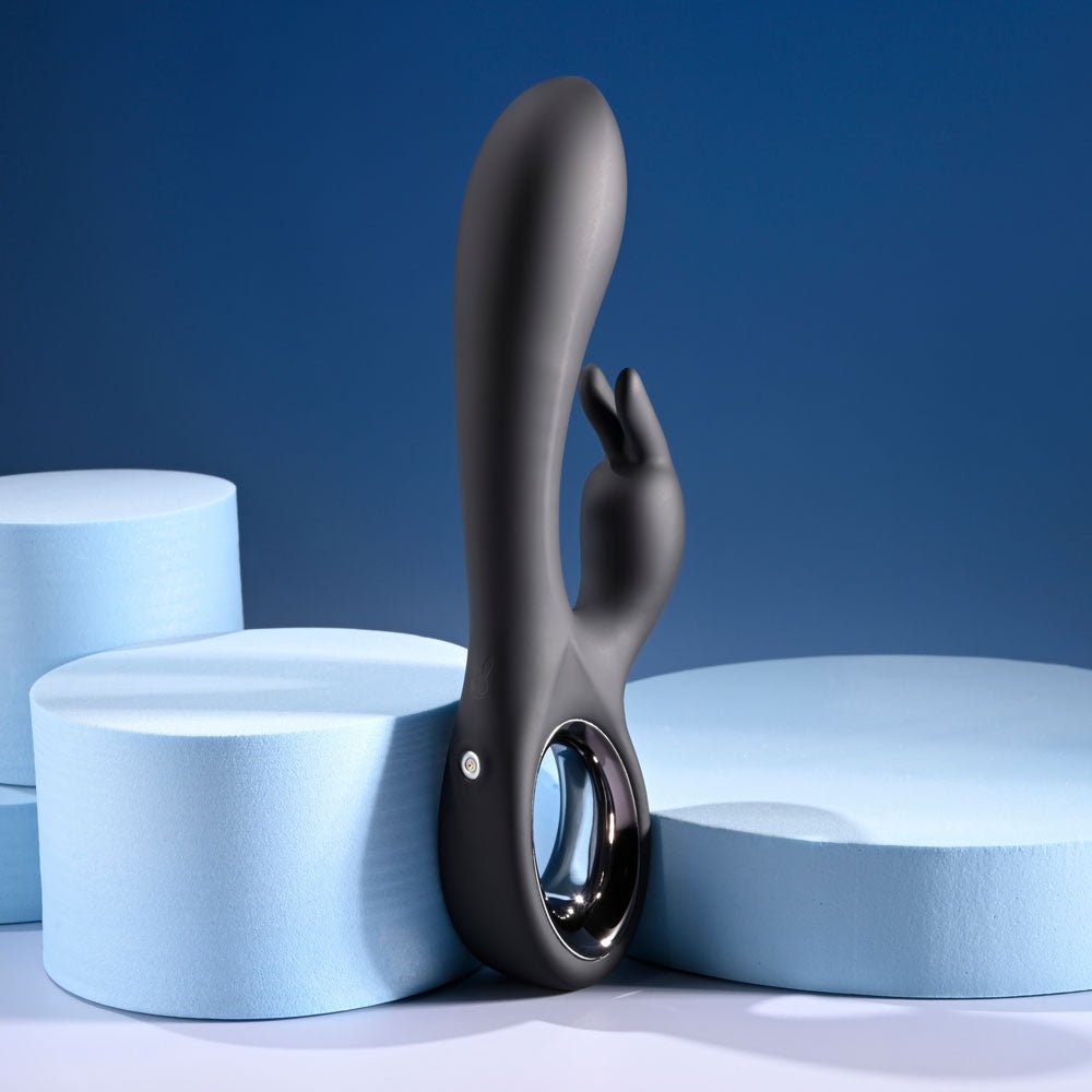 Buy Playboy Pleasure LATE NIGHT BUNNY - Black 20 cm USB Rechargeable Rabbit Vibrator – Naughtyhut NZ sex toys online. Discreet delivery & top brands.