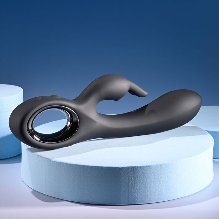 Playboy Pleasure LATE NIGHT BUNNY - Black 20 cm USB Rechargeable Rabbit Vibrator – Sex toys NZ by Naughtyhut. Discreet delivery nationwide.