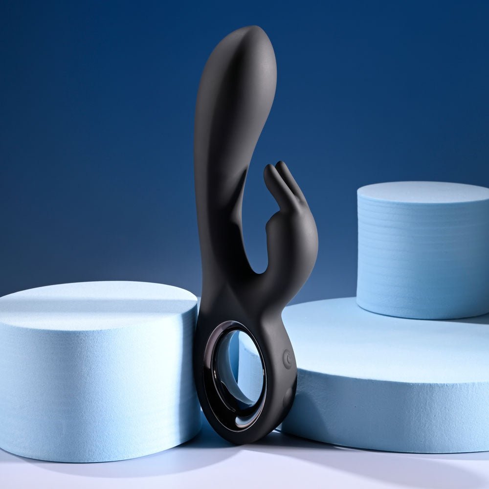 Playboy Pleasure LATE NIGHT BUNNY - Black 20 cm USB Rechargeable Rabbit Vibrator – Sex toys NZ by Naughtyhut. Discreet delivery nationwide.