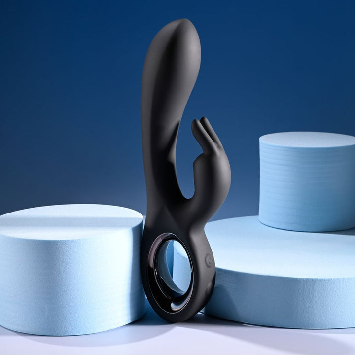 Playboy Pleasure LATE NIGHT BUNNY - Black 20 cm USB Rechargeable Rabbit Vibrator – Sex toys NZ by Naughtyhut. Discreet delivery nationwide.