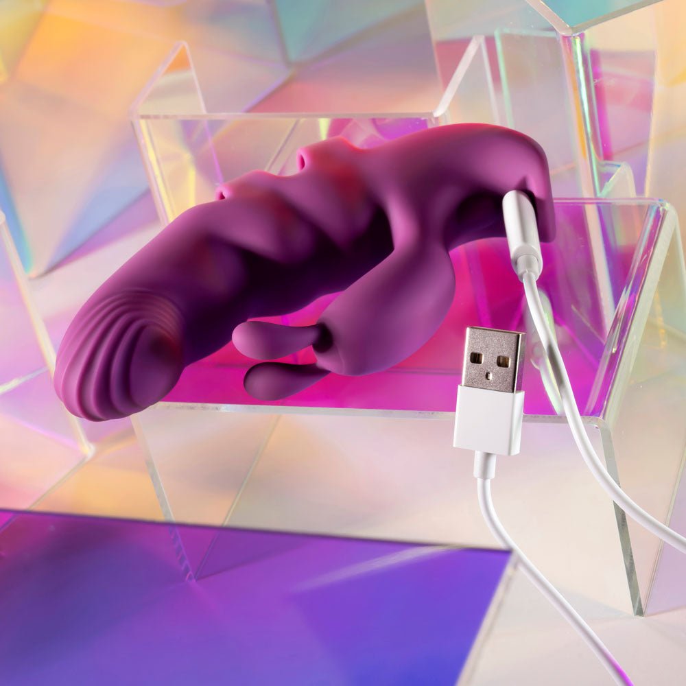 Buy Playboy Pleasure LEND A HAND - Purple USB Rechargeable Finger Vibrator – Naughtyhut NZ sex toys online. Discreet delivery & top brands.