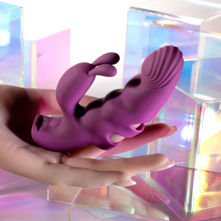 Playboy Pleasure LEND A HAND - Purple USB Rechargeable Finger Vibrator – Sex toys NZ by Naughtyhut. Discreet delivery nationwide.