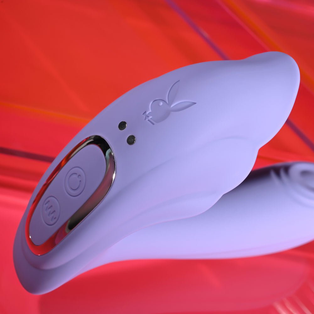 Playboy Pleasure LILAC FANTASY - Purple 13.5 cm USB Rechargeable Tapping Vibrator with Remote – Sex toys NZ by Naughtyhut. Discreet delivery nationwide.