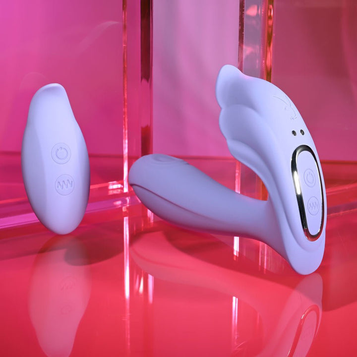 Playboy Pleasure LILAC FANTASY - Purple 13.5 cm USB Rechargeable Tapping Vibrator with Remote – Sex toys NZ by Naughtyhut. Discreet delivery nationwide.