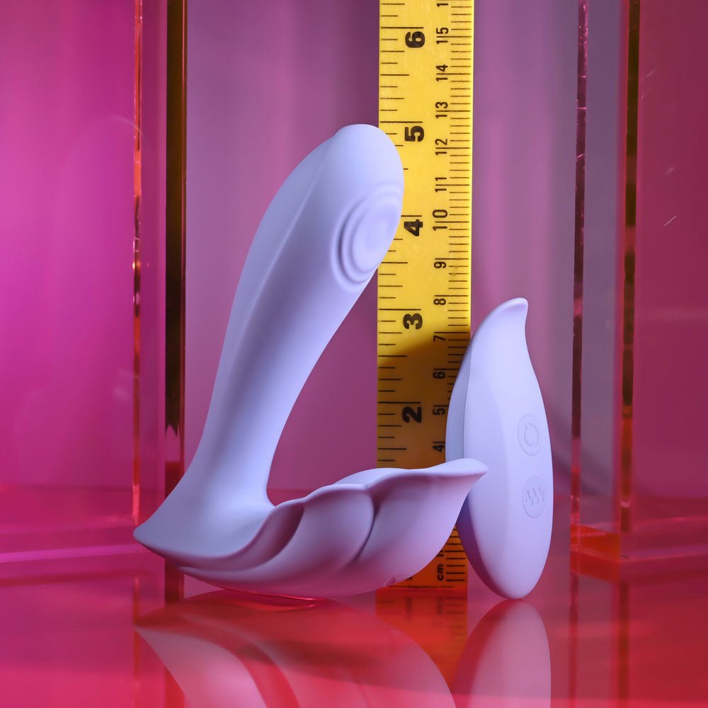 Playboy Pleasure LILAC FANTASY - Purple 13.5 cm USB Rechargeable Tapping Vibrator with Remote – Sex toys NZ by Naughtyhut. Discreet delivery nationwide.