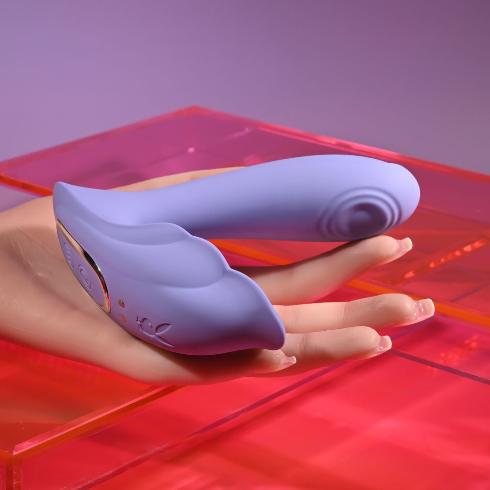 Playboy Pleasure LILAC FANTASY - Purple 13.5 cm USB Rechargeable Tapping Vibrator with Remote – Sex toys NZ by Naughtyhut. Discreet delivery nationwide.