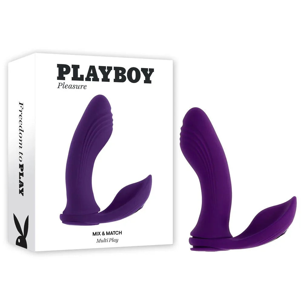Playboy Pleasure Mix & Match vibrator in purple with C-ring attachment and retail box