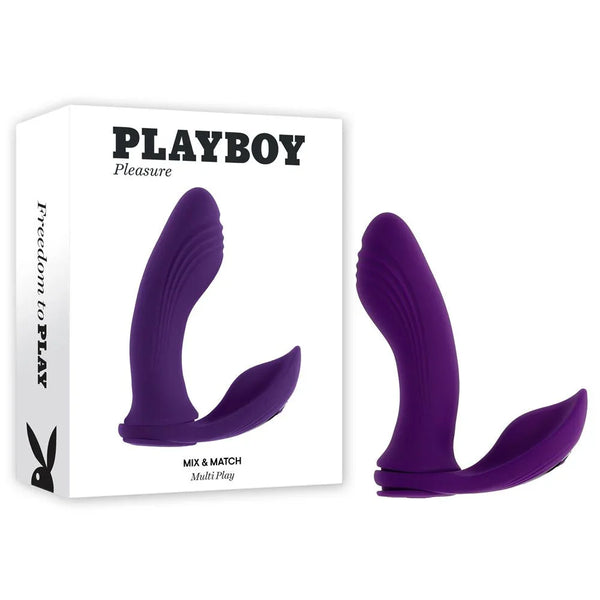 Playboy Pleasure Mix & Match vibrator in purple with C-ring attachment and retail box