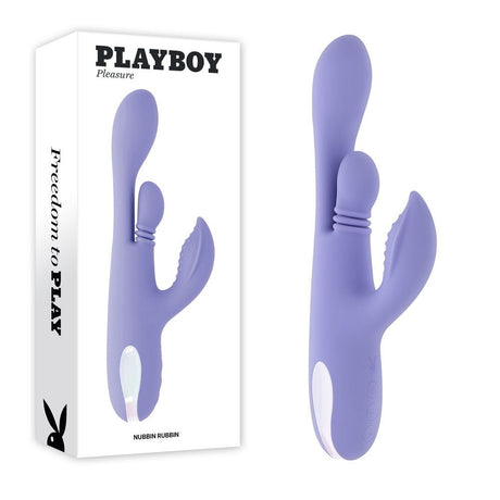 Buy Playboy Pleasure NUBBIN RUBBIN - Purple 24.1 cm USB Rechargeable Thrusting Rabbit Vibrator – Naughtyhut NZ sex toys online. Discreet delivery & top brands.