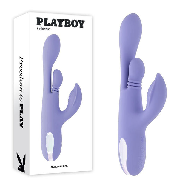 Buy Playboy Pleasure NUBBIN RUBBIN - Purple 24.1 cm USB Rechargeable Thrusting Rabbit Vibrator – Naughtyhut NZ sex toys online. Discreet delivery & top brands.