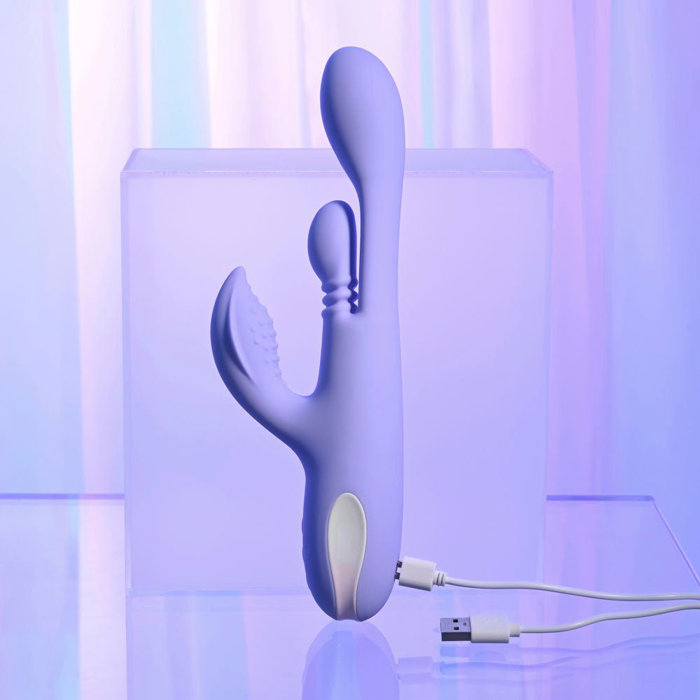 Playboy Pleasure NUBBIN RUBBIN - Purple 24.1 cm USB Rechargeable Thrusting Rabbit Vibrator – Sex toys NZ by Naughtyhut. Discreet delivery nationwide.