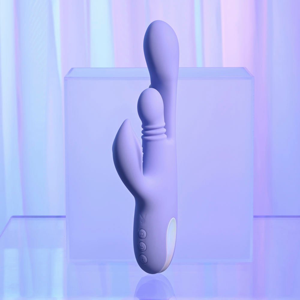 Playboy Pleasure NUBBIN RUBBIN - Purple 24.1 cm USB Rechargeable Thrusting Rabbit Vibrator – Sex toys NZ by Naughtyhut. Discreet delivery nationwide.