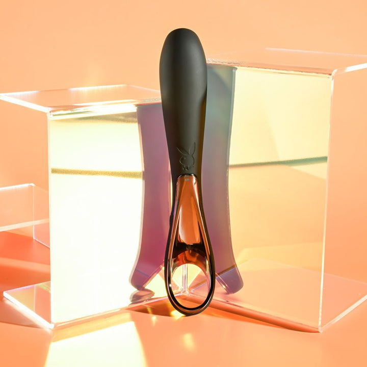 Playboy Pleasure OLLO - Black 14.6 cm USB Rechargeable Vibrator – Sex toys NZ by Naughtyhut. Discreet delivery nationwide.