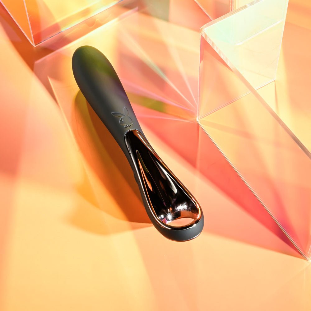 Playboy Pleasure OLLO - Black 14.6 cm USB Rechargeable Vibrator – Sex toys NZ by Naughtyhut. Discreet delivery nationwide.