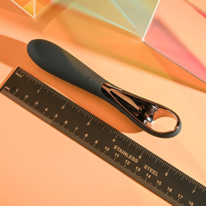 Playboy Pleasure OLLO - Black 14.6 cm USB Rechargeable Vibrator – Sex toys NZ by Naughtyhut. Discreet delivery nationwide.