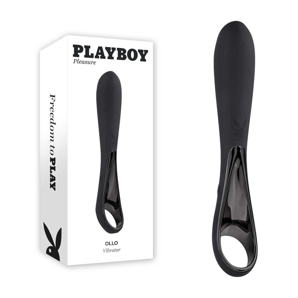 Playboy Pleasure OLLO - Black 14.6 cm USB Rechargeable Vibrator – Sex toys NZ by Naughtyhut. Discreet delivery nationwide.