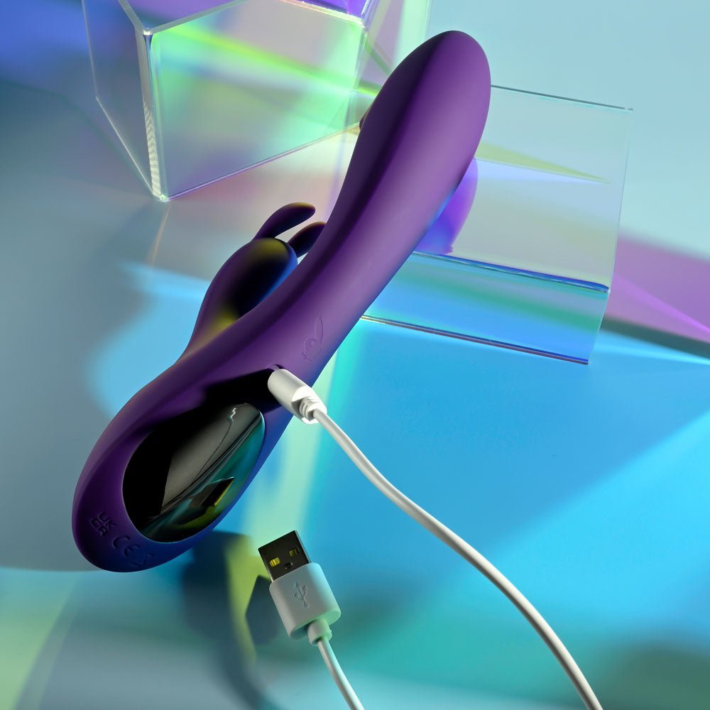 Playboy Pleasure ON REPEAT - Purple 19.7 cm USB Rechargeable Rabbit Vibrator – Sex toys NZ by Naughtyhut. Discreet delivery nationwide.