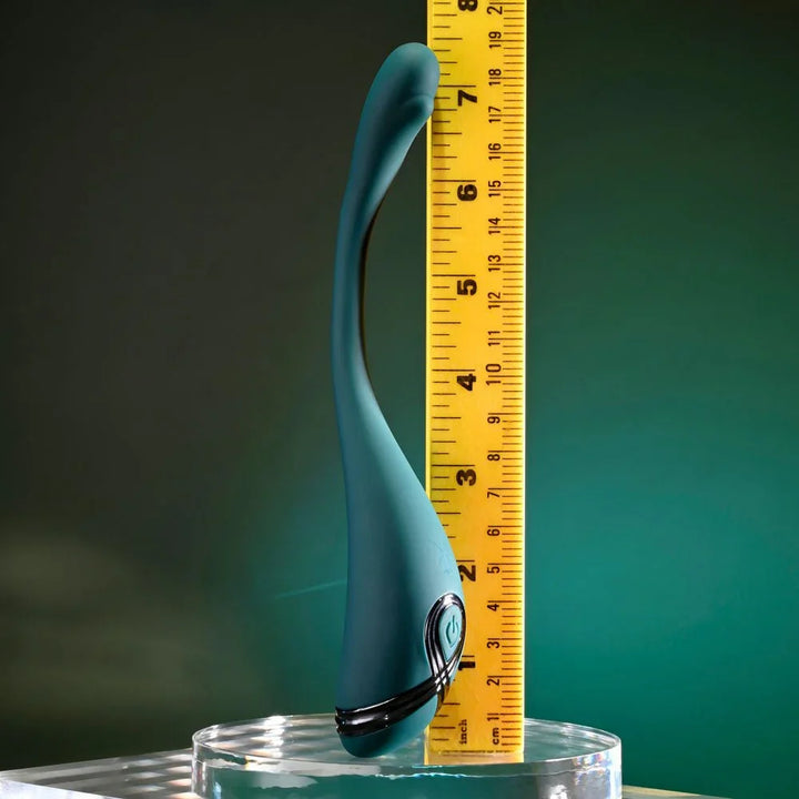 Green Pinpoint Perfection standing against a ruler at about 7.5 inches