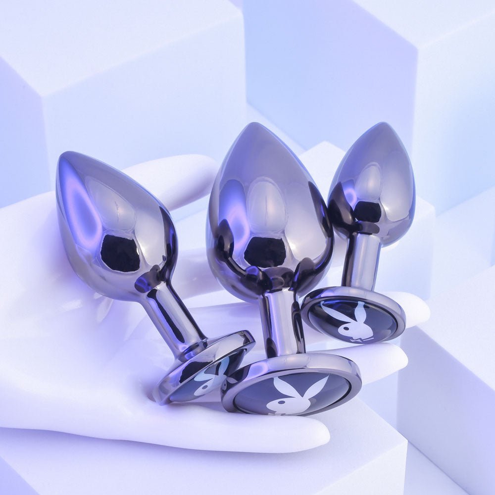 Playboy Pleasure PLEASURE 3 WAYS - Metal Butt Plugs - Set of 3 Sizes – Sex toys NZ by Naughtyhut. Discreet delivery nationwide.