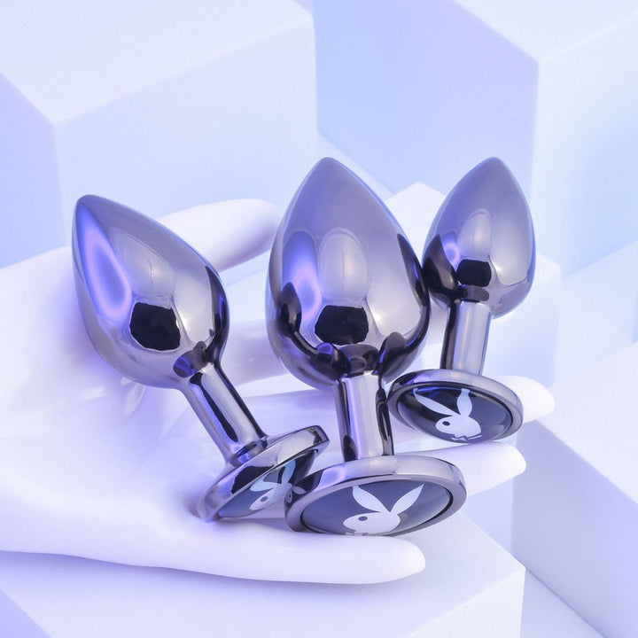 Playboy Pleasure PLEASURE 3 WAYS - Metal Butt Plugs - Set of 3 Sizes – Sex toys NZ by Naughtyhut. Discreet delivery nationwide.