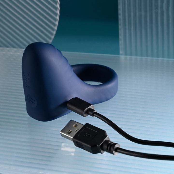 Playboy Pleasure PLEASURE POINT - Blue USB Rechargeable Vibrating Cock Ring – Sex toys NZ by Naughtyhut. Discreet delivery nationwide.