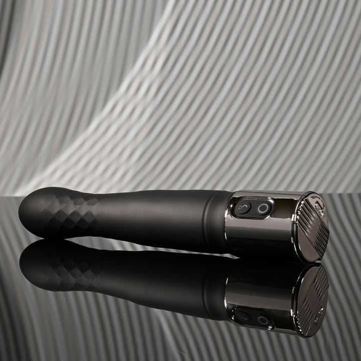 Playboy Pleasure PLEASURE ZONE - Black 21.4 cm Rechargeable Vibrator with USB Charging Dock – Sex toys NZ by Naughtyhut. Discreet delivery nationwide.