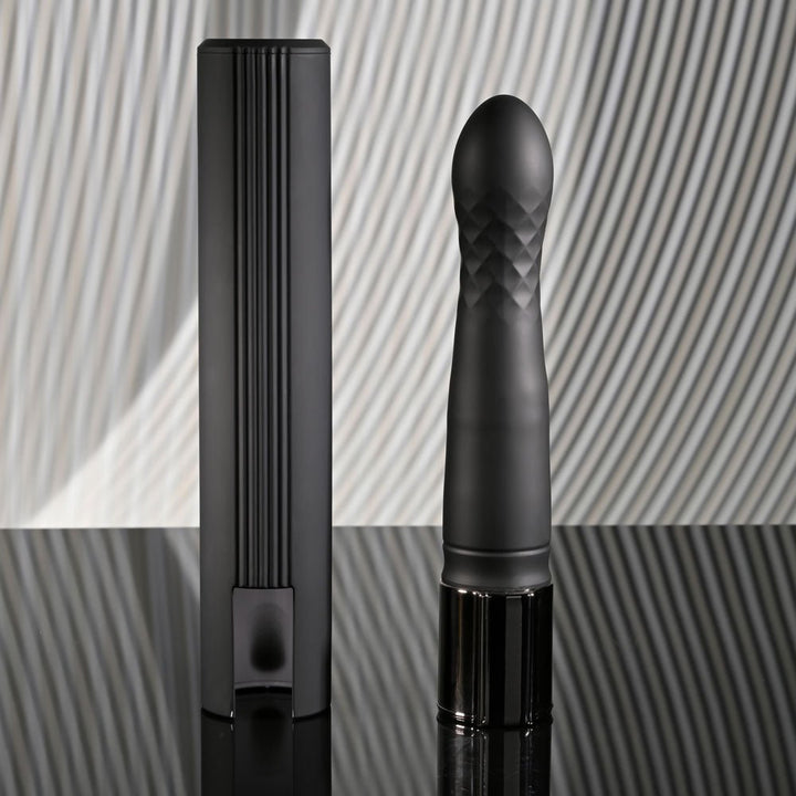 Playboy Pleasure PLEASURE ZONE - Black 21.4 cm Rechargeable Vibrator with USB Charging Dock – Sex toys NZ by Naughtyhut. Discreet delivery nationwide.