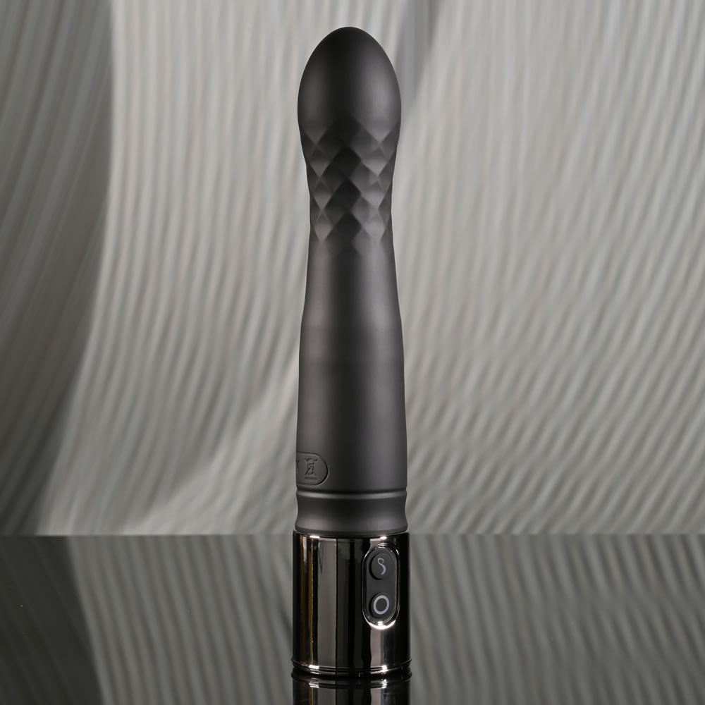 Playboy Pleasure PLEASURE ZONE - Black 21.4 cm Rechargeable Vibrator with USB Charging Dock – Sex toys NZ by Naughtyhut. Discreet delivery nationwide.