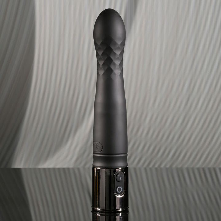 Playboy Pleasure PLEASURE ZONE - Black 21.4 cm Rechargeable Vibrator with USB Charging Dock – Sex toys NZ by Naughtyhut. Discreet delivery nationwide.