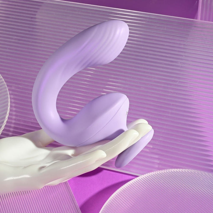 Playboy Pleasure REV ME UP - Purple USB Rechargeable Dual Motor Curved Vibrator – Sex toys NZ by Naughtyhut. Discreet delivery nationwide.