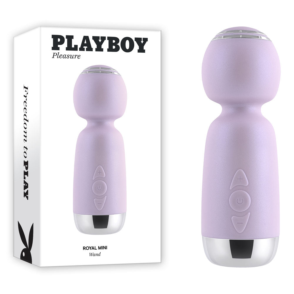 Playboy Pleasure ROYAL MINI - Lilac 12.5 cm USB Rechargeable Mini Wand Vibrator – Sex toys NZ by Naughtyhut. Discreet delivery nationwide.