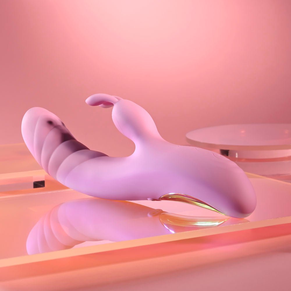 Buy Playboy Pleasure RUB ME RIGHT - Pink 23.2 cm USB Rechargeable Thrusting Rabbit Vibrator – Naughtyhut NZ sex toys online. Discreet delivery & top brands.