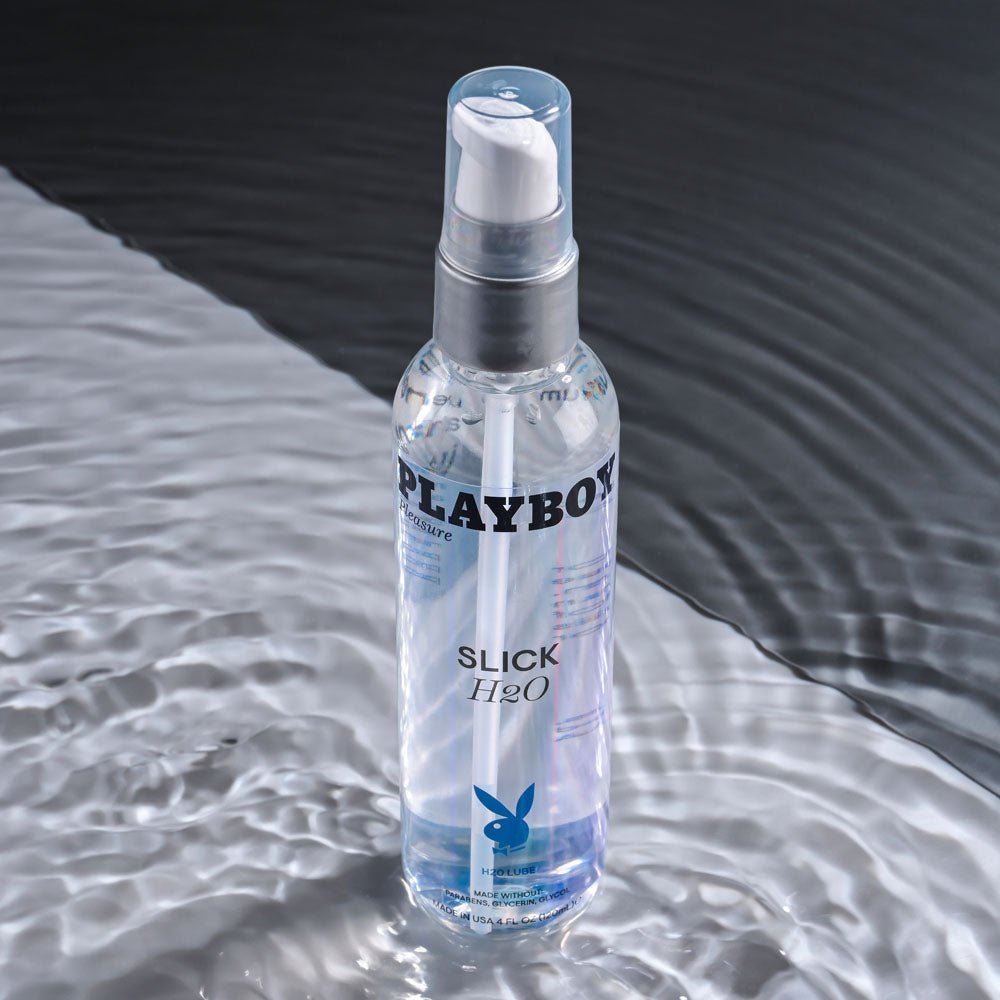 Buy Playboy Pleasure SLICK H2O - 120 ml - Water Based Lubricant - 120 ml Bottle – Naughtyhut NZ sex toys online. Discreet delivery & top brands.