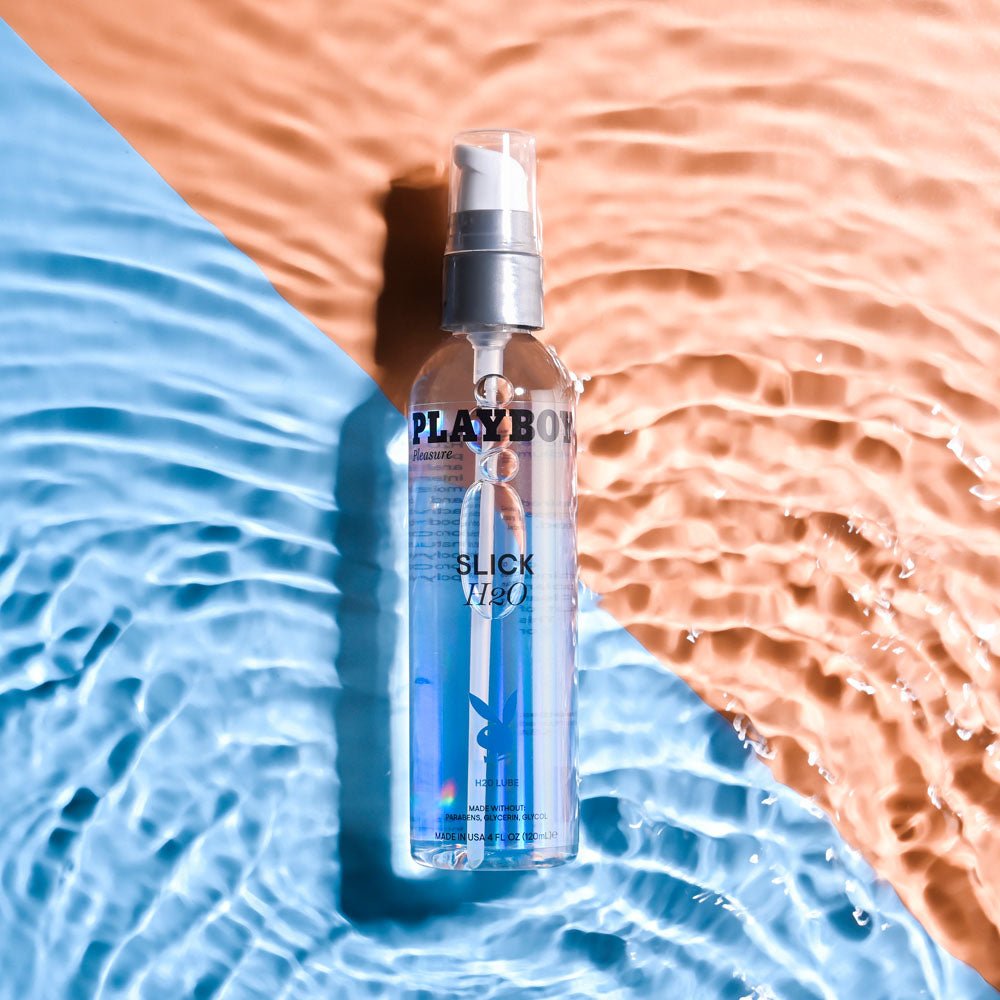 Buy Playboy Pleasure SLICK H2O - 120 ml - Water Based Lubricant - 120 ml Bottle – Naughtyhut NZ sex toys online. Discreet delivery & top brands.